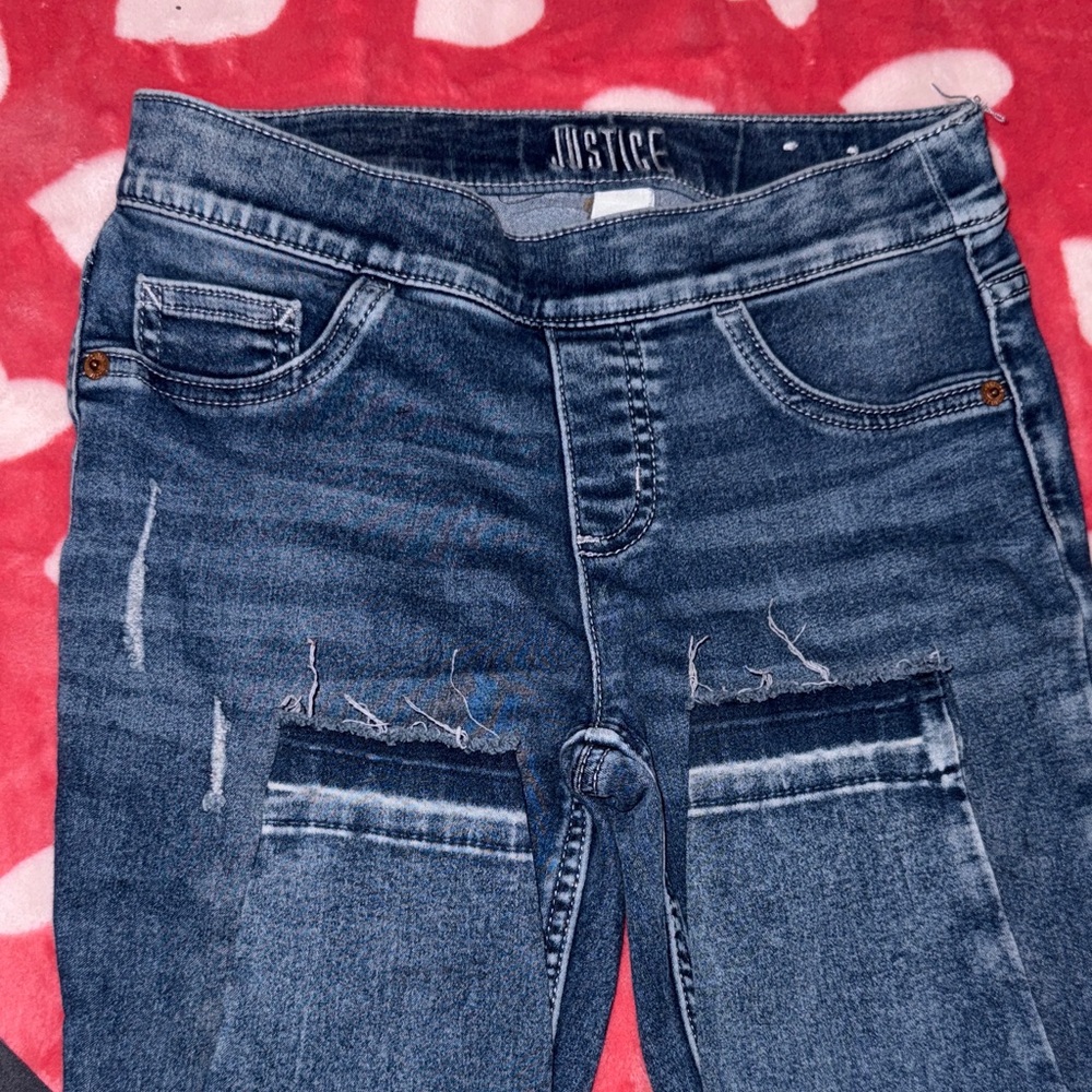 Justice Women's Distressed Blue Jeggings